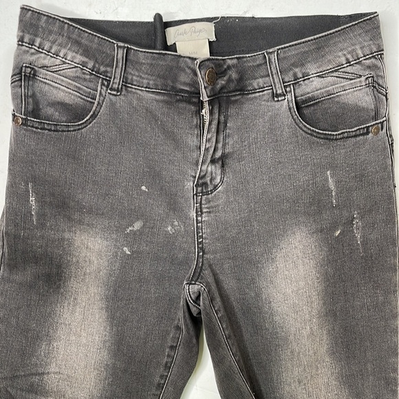 CHARLIE Paige Denim Jeggings Jeans Charcoal Distressed Raw Hem Size Medium - Picture 4 of 12